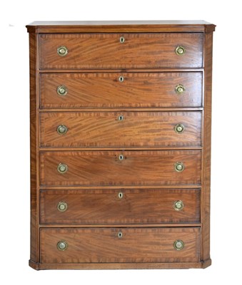 Lot 509 - Edwardian inlaid mahogany six-drawer chest