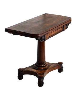 Lot 489 - William IV rosewood fold-over pedestal tea table