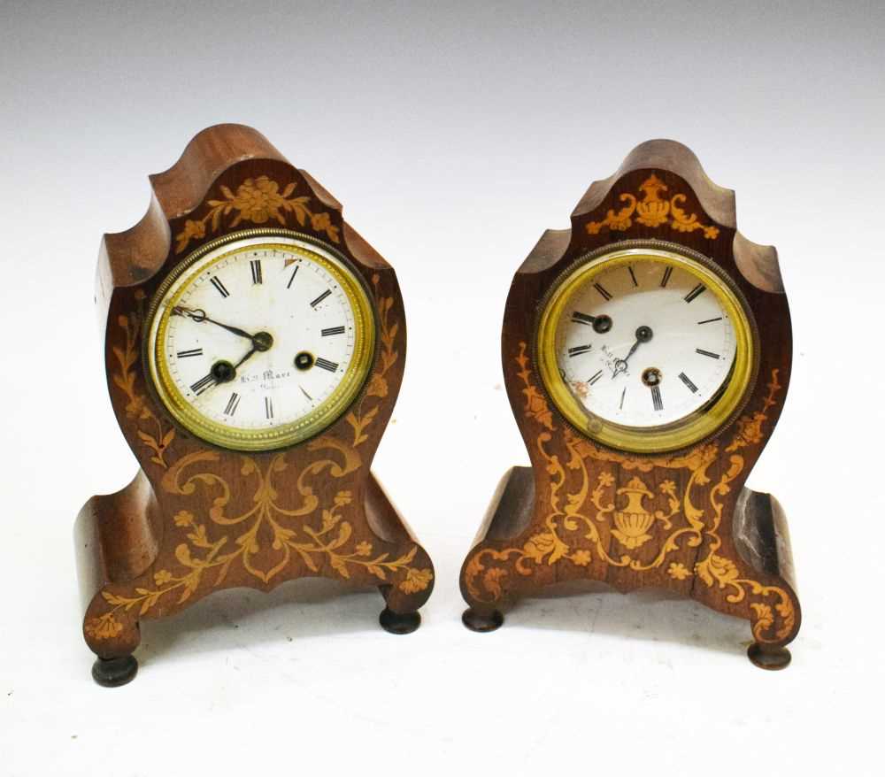 French Inlay Clock Lot 452 - Two late 19th Century French inlaid rosewood