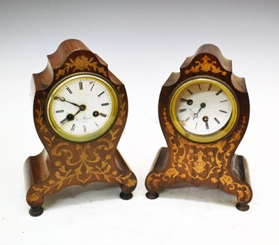 Lot 452 - Two late 19th Century French inlaid rosewood mantel clocks