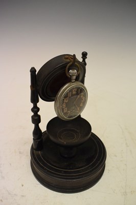 Lot 94 - Waltham 16s black dial pocket watch and watch holder