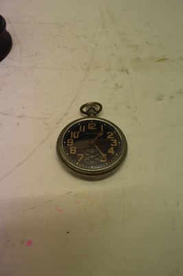 Lot 94 - Waltham 16s black dial pocket watch and watch holder