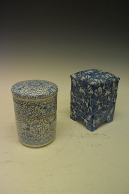 Lot 311 - Chinese blue and white porcelain cylindrical tiffin box, etc.