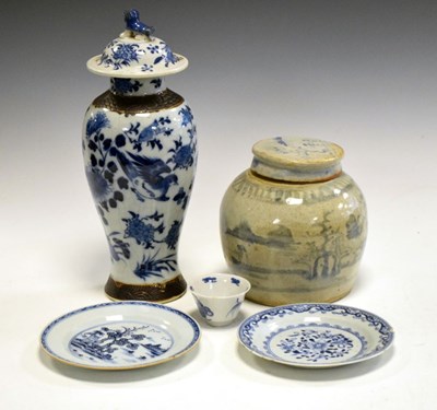 Lot 371 - Chinese provincial ginger jar, crackleware baluster vase etc