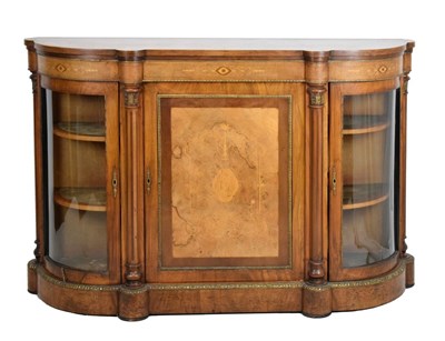 Lot 510 - Late 19th Century inlaid walnut breakfront credenza