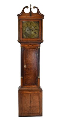 Lot 445 - Early George III oak-cased 8-day brass dial longcase clock