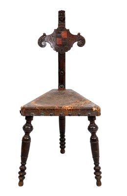 Lot 481 - Unusual Continental hall chair with armorial