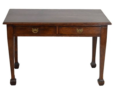 Lot 740 - Arts & Crafts oak two drawer desk