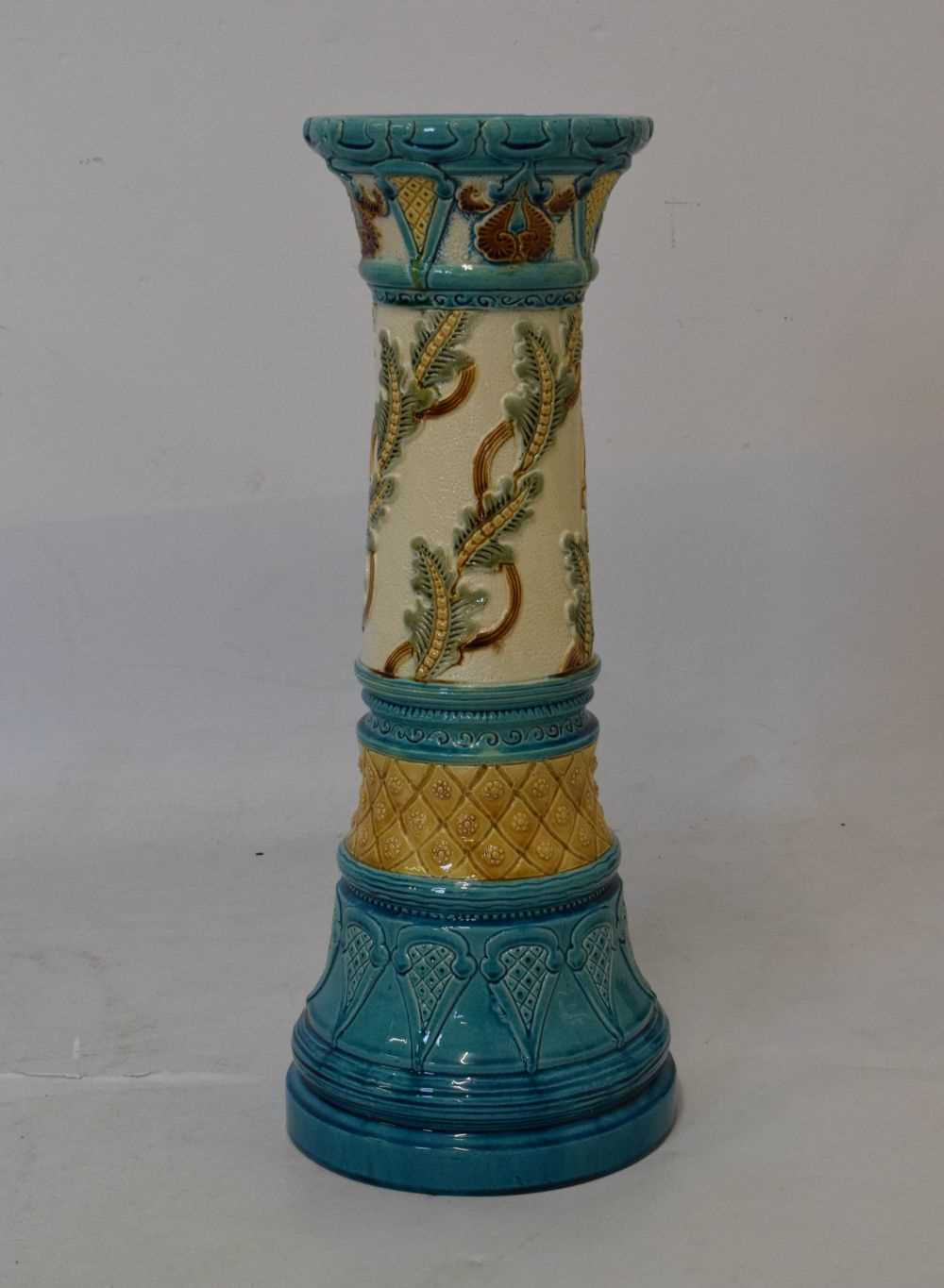 Lot 598 - Burmantofts majolica jardiniere pedestal