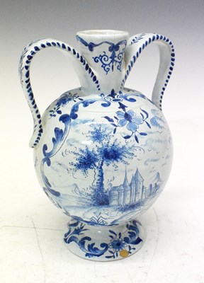 Lot 332 - Dutch Delft two-handled vase and cover