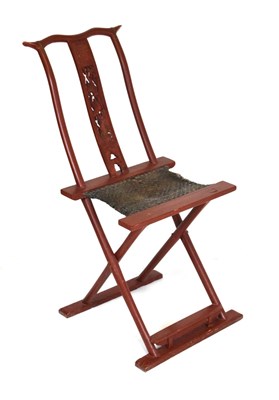 Lot 399 - Chinese red lacquered folding chair