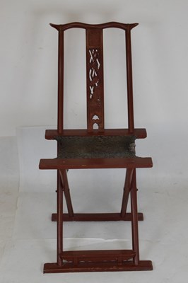 Lot 399 - Chinese red lacquered folding chair