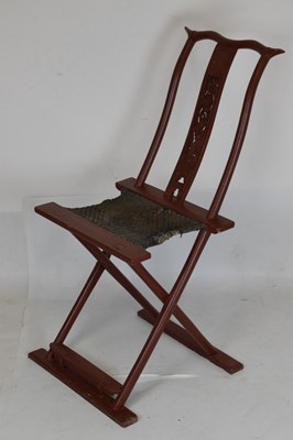 Lot 399 - Chinese red lacquered folding chair