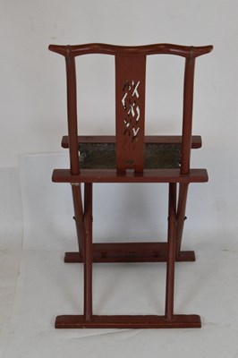 Lot 399 - Chinese red lacquered folding chair