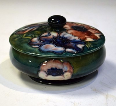 Lot 391 - William Moorcroft pottery 'Anemone' pattern powder bowl and cover