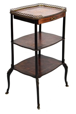 Lot 594 - Late 19th century French rosewood and marquetry three-tier etagere