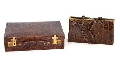 Lot 652 - Mid 20th Century crocodile stationery/brief case