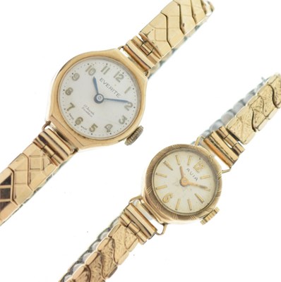 Lot 110 - Two lady's 9ct gold wristwatches