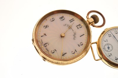 Lot 117 - 18ct gold pocket watch, 18ct gold wristwatch, and an unmarked pocket watch (3)