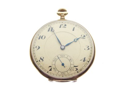 Lot 142 - 14K open face pocket watch