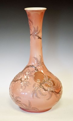 Lot 335 - Large Lladro vase decorated with peaches on a pink ground