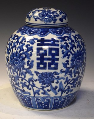 Lot 409 - Blue and white ginger jar and cover