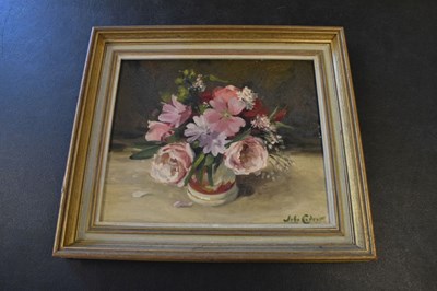 Lot 555 - John Whitlock Codner RWA (1913 - 2008) - Oil on canvas - Still life - 'Lavatera of Pink Roses