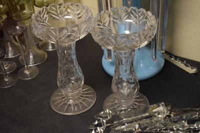 Lot 290 - Pair of cut glass table lustres and others