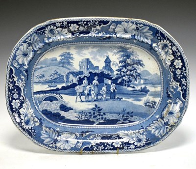 Lot 267 - 19th Century blue transfer-printed Family and Mule pattern meat plate