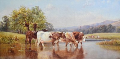 Lot 418 - William Vivian Tippett (1833–1910) - Oil on canvas - Cattle watering