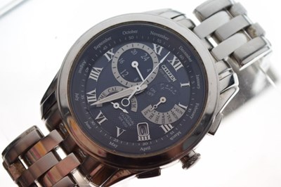 Lot 106 - Citizen Eco-Drive - Gentleman's stainless steel perpetual calendar wristwatch