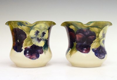 Lot 242 - Pair of 1920s Moorcroft 'Pansy' jardinieres