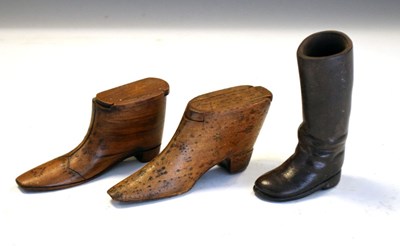 Lot 248 - Pair of novelty treen snuff shoes
