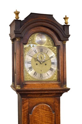 Lot 442 - George III oak-cased 8-day brass dial longcase clock, Thomas Church of Norwich