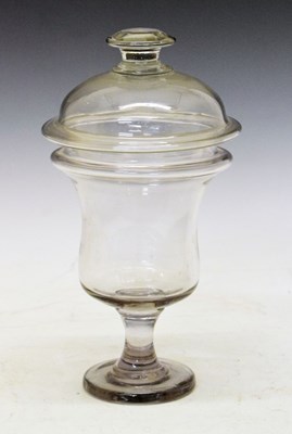 Lot 218 - Glass apothecary leech jar with domed cover