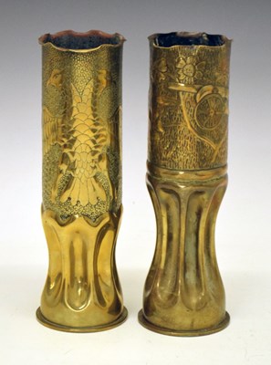 Lot 235 - Two First World War trench art shell vases