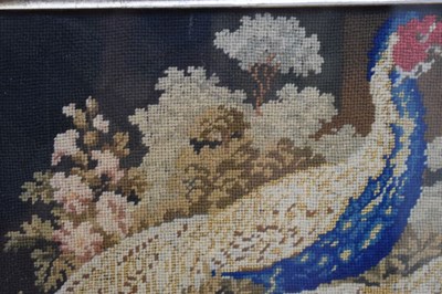 Lot 227 - Victorian gros point embroidery study of two pheasants