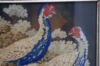 Lot 227 - Victorian gros point embroidery study of two pheasants