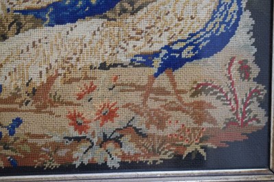Lot 227 - Victorian gros point embroidery study of two pheasants