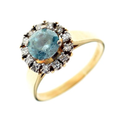 Lot 5 - Blue zircon and diamond cluster ring