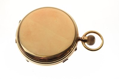 Lot 76 - Thomas Russell & Son, an 18ct gold full hunter chronograph pocket watch, Chester 1904