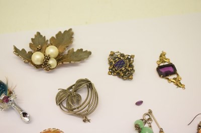 Lot 93 - Small quantity of costume jewellery including brooches, necklaces, etc