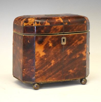 Lot 213 - Early 19th Century tortoiseshell tea caddy