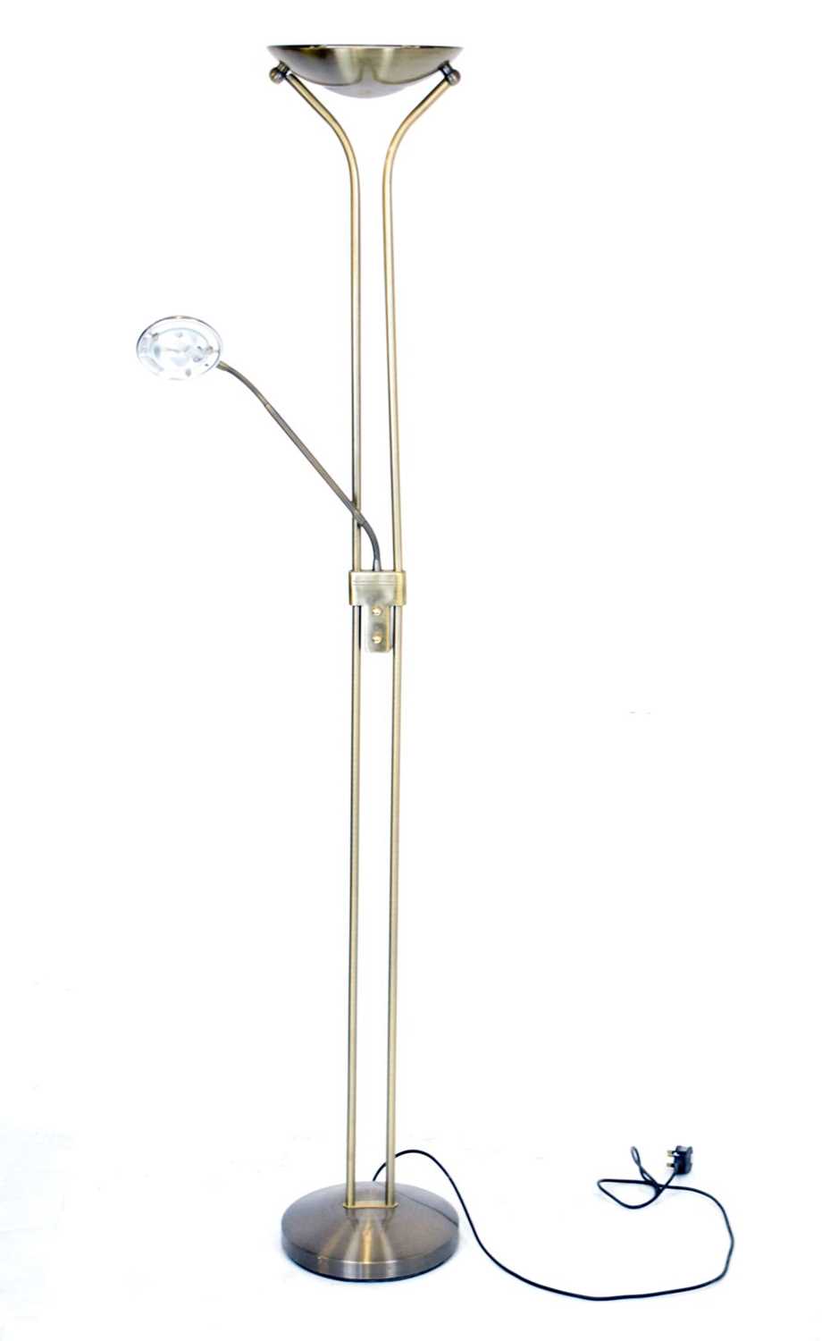 Lot 488 - Modern brass effect standard/reading lamp