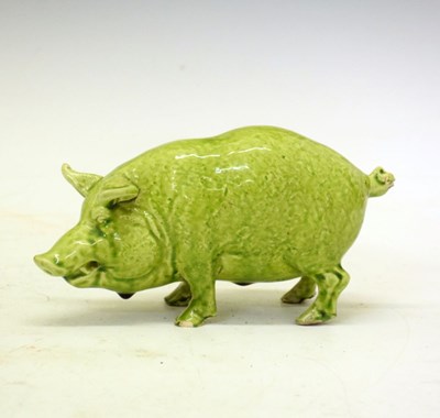 Lot 239 - Green glazed model of a Sussex pig