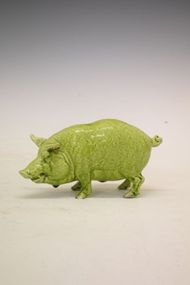 Lot 282 - Green glazed model of a Sussex pig