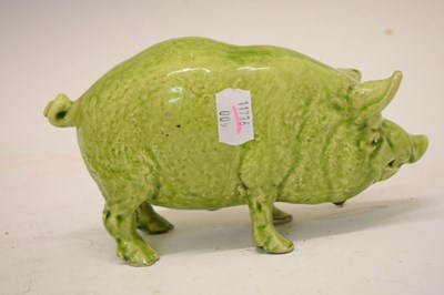 Lot 282 - Green glazed model of a Sussex pig