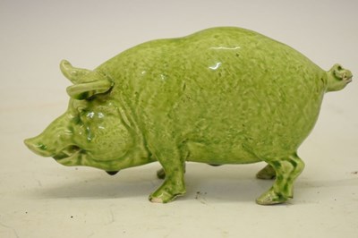 Lot 282 - Green glazed model of a Sussex pig