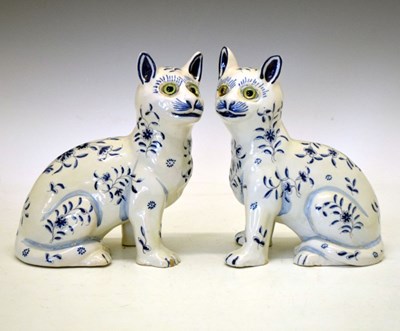 Lot 234 - Pair of Galle style faience cats