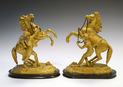 Lot 226 - Pair of gilt spelter Marly type horses